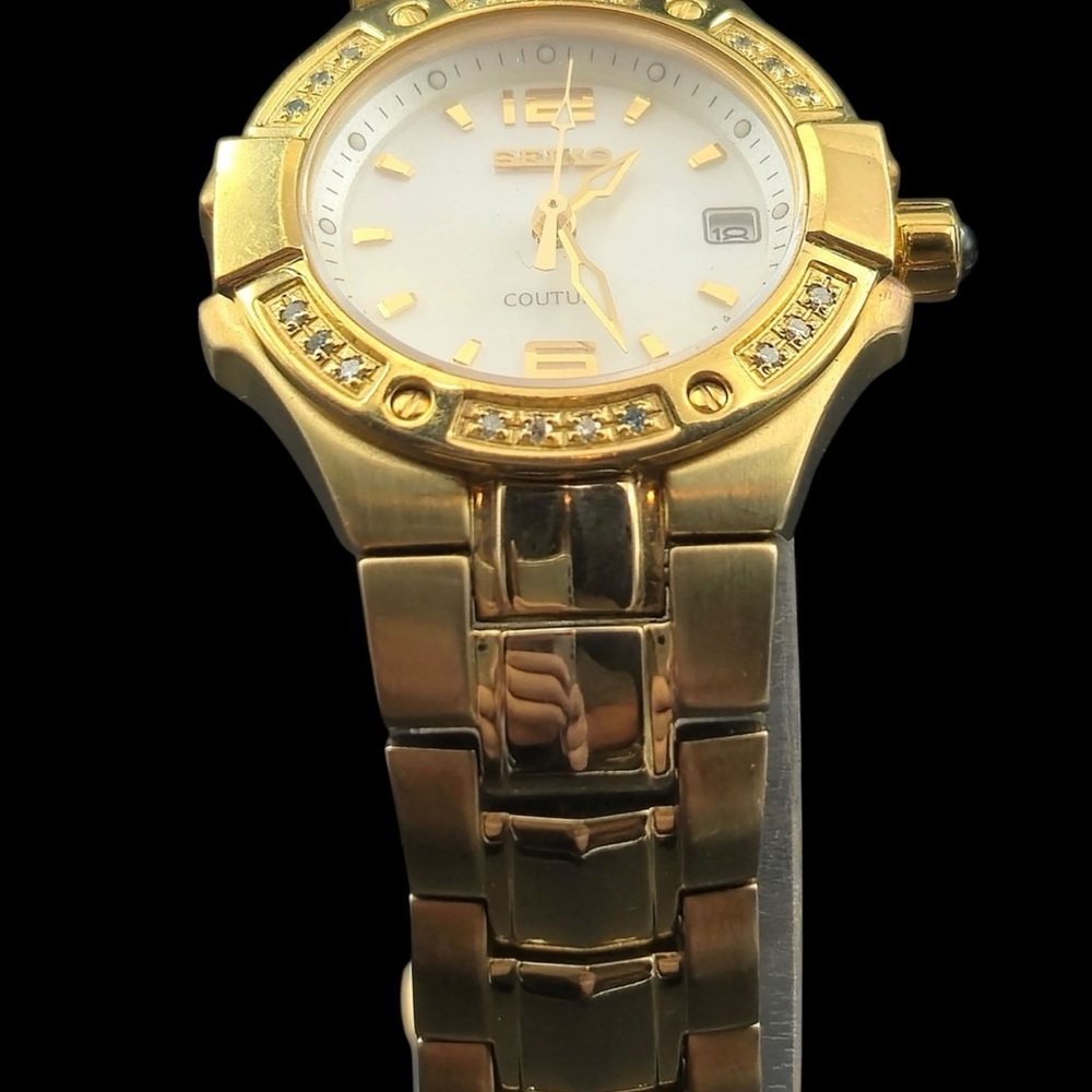 Seiko Coutura Gold Women's Watch with Crystal Details - Picture 3 of 6